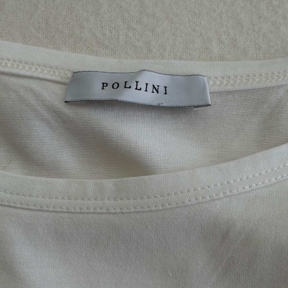 Vtg Pollini Tank Top White Cotton Velvet Side Panel Y2K EuroChic Minimalist Sz 6 - Picture 6 of 16